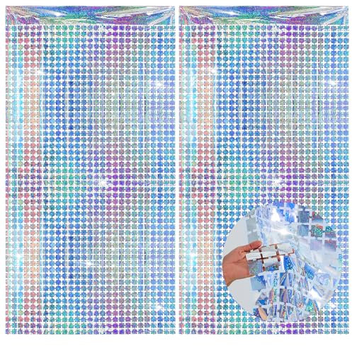 4 Stk Metallische Glitzervorhang,Silber Lametta Vorhänge,Glitzervorhang,Folie Fransen Vorhänge,Metallic Party Vorhange,Disco-Folienvorhang,für Geburtstag Party Abschluss Hochzeitsfoto Hintergrund-1x2m