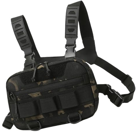 Bolsa de pecho para correr - Bolsa de aparejos tácticos, Bolsa de pecho para pesca con mosca | Bolsillo en el pecho de tela Oxford en la parte trasera con gran apertura, bolsillo multifuncional para c