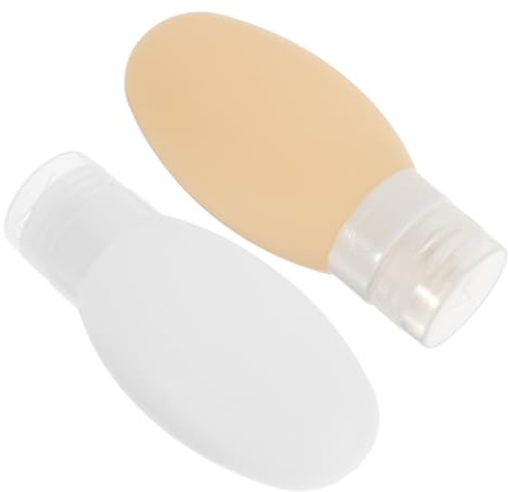 HONMEET 4piezas Botellas De Silicona Para Viaje Envases Squeezables De Loción Succión Perfectos Para Champú y Productos De Aseo De Blanco y Amarillo