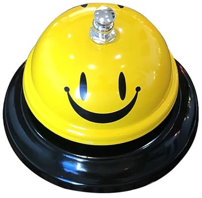 Hotel Rezeption Tischglocke,Tischglocke Rezeptionsklingel Smile Empfangsglocke Edelstahl Schreibtischglocke Gelb Thekenglocke Klingel für Restaurant Küche Hotel Bars Service Haustier