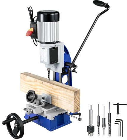 VEVOR Mortaise Powermatic pour le travail du bois, 1/2 HP 1700 tr/min, avec machine à mortaiser d'établi mobile, pour faire des trous ronds, des trous carrés ou des trous carrés spéciaux dans le bois