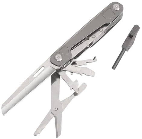 HONZIN Multitool, 9-in-1 Taschenwerkzeug, Edelstahl-Multitool mit Schere, Flaschenöffner, Seilschneider, Pfeife für Outdoor-Überlebensnotfälle, Camping, Wandern, Jagen