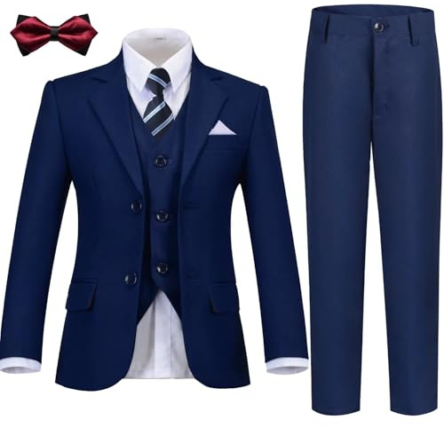 Boys Suit Kids Navy Blue Suits for Boy's Formal Dress Tuxedo Blazer Suit Set Wedding Easter Tux Outfit Size 2