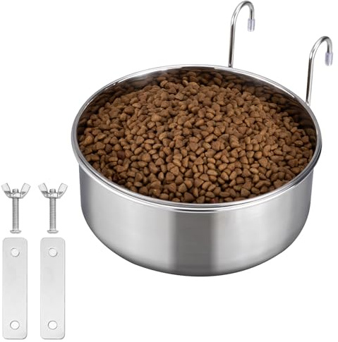 Navaris hängender Hundenapf erhöht - Ø18cm Futternapf für Hund - hängender erhöhter Hundenapf - Fress Napf zum Anhängen für Gitter und Käfig