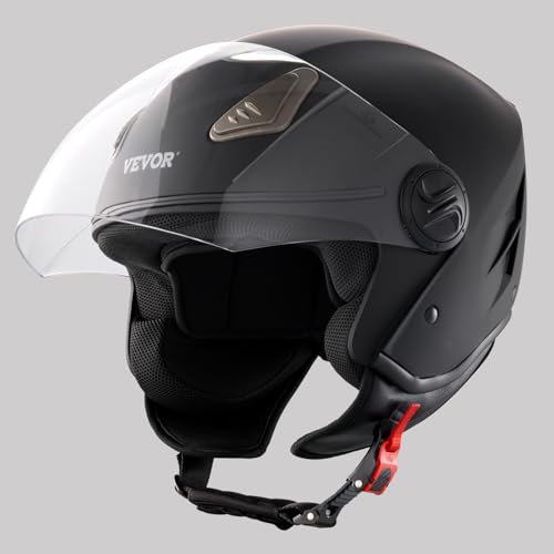 VEVOR Motorcycle Helmet, 3/4-Face, Smart Street ABS & High Density Helmet with Bluetooth Slot & Interchangeable Lens, ECE Approved Comfortable Motocross Helmet, Fit for Youth & Adults,L（59-60cm)