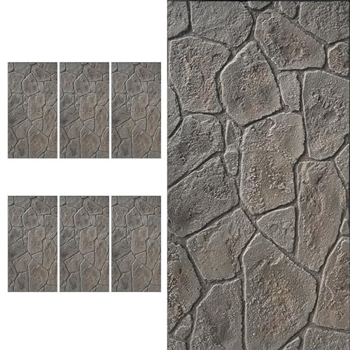 6 st grå fuskPu sten väggpaneler för interiör och exteriör dekor 3D rock design accent väggtäckningar för veranda och garage