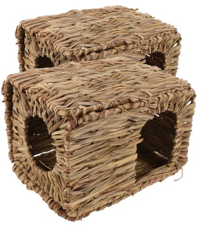 Toddmomy 2 Stück Faltbares Gras Kaninchenhaus Und Meerschweinchenversteck Natürliches Kleintiernest Robustes Material Platzsparend Für Innen Und Außenhaltung