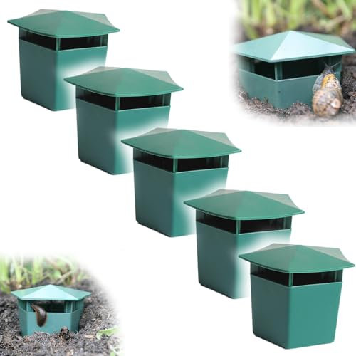 5 trappole per lumache da birra, 2025, in plastica, riutilizzabili, per decorare orti e fattorie, 13 x 13 x 10,5 cm