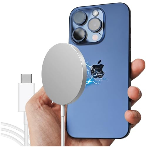 Reagle Caricatore Wireless Qi con Supporto Magnetico e Corpo in Alluminio, Compatibile con iPhone 11/12/13/14 e Dispositivi Android 15W