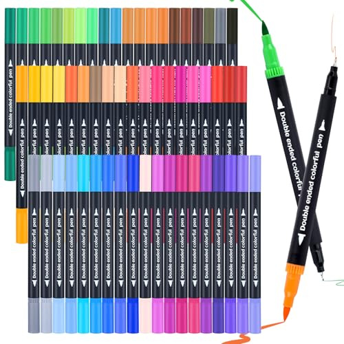 MIN CI 60 Farben Dual Brush Pen Set, Pinselstifte für Bemalen, Filzstifte Dicke und Dünne für Erwachsene, Aquarell Stifte für Steine Bemalen, Ausmalen, Zeichnen, DIY, Handlettering