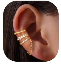Vauki 3 Pezzi Ear Cuff Orecchini Donna, Oro Orecchini Senza Buco, Regolabile Non Piercing Earcuffs, Finti Cartilagine Ear Cuff Donna, Ipoallergenici Piercing Finti Clip Placcate, Orecchio per Ragazze
