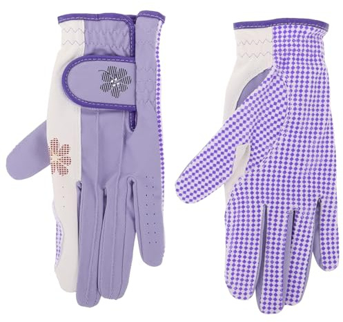 TOYANDONA Guanti da Golf da Donna Antiscivolo Traspiranti, Paio per Entrambe le Mani, Taglia 20, Protezione Mani Leggera e Resistente per Allenamento Golf All’aperto