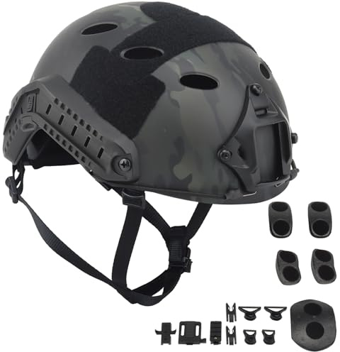 Casco Táctico FAST PJ, Casco Militar De Combate De Paintball Airsoft Con Sistema De Hebilla Ajustable, Cascos Protectores Ligeros For Deportes Al Aire Libre(BCP,L)