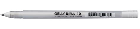 SAKURA Gelly Roll Basic White Gel Pen 10-1.0 mm Bold Nib - Encre blanche opaque pour papiers foncés - Idéal pour le lettrage à la main, le bricolage, les médias mixtes - Débit d'encre constant