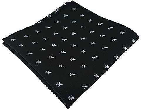 TigerTie Designer Einstecktuch in schwarz silber mit Lilien gemustert - Stecktuchgröße 30 x 30 cm