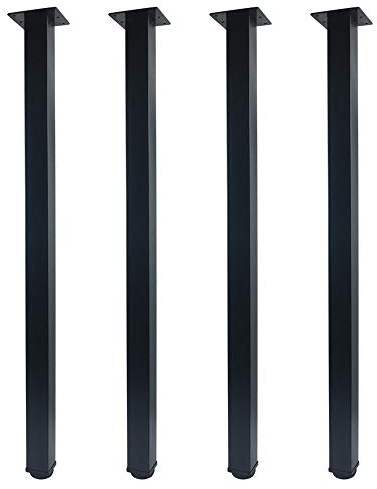 QLLY Gambe da scrivania quadrate in metallo, regolabili da 80 cm, gambe quadrate per mobili da ufficio, set di 4 (80 cm, nero)