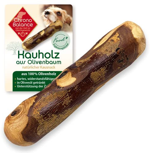 ChronoBalance® Kauspielzeug M aus Olivenholz für Hunde: Kauholz als Leckerlie, langlebiger Kauknochen zur natürlichen Zahnpflege in Olivenöl getränkt, Zahnhygiene Kaustab sicher, robust