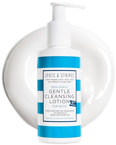 Spots & Stripes - Skin Goals Gentle Cleansing Lotion for Boys, the Perfect Starter Face Wash for Teen and Young Skin with Virgin Coconut, Kukui and Chamomile, Super-Gentle, Combats Blemishes (150ml)