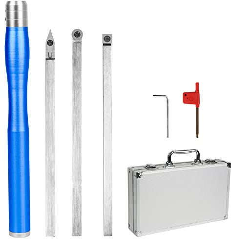 Outil de tournage,CEIEVER tournage en carbure avec Inserts De Carbure Porte-outil de tournage avec 4PCS Lames Rond/Carré,pour la Sculpture sur Bois,la Sculpture sur Racine,la Sculpture de Meubles,DIY