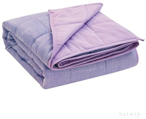 Satwip Weighted Blanket Queen Size 15 LBS, Cooling Weighted Blanket for Hot Sleepers, Cool Moire Jersey with Soft Breathable Sanded, 60 x 80 inches 15 Pounds, Purple
