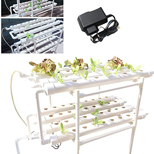 Hanmorfarbi Hydroponisches Anbausystem mit 72 Pflanzstellen 2 Schicht Hydroponisches Anbausystem erdlose Anbauschläuche mit Verdickungsfuge|Wasserpumpe, Automatisches Bewässerungssystem,PVC-U,Weiß