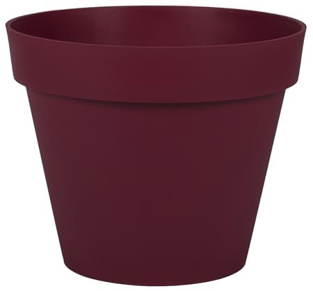 EDA Pot de Fleur Rond Toscane Ø 30 cm - Volume 10 L - Ø 29,5 x H.24 cm - Rouge Bourgogne