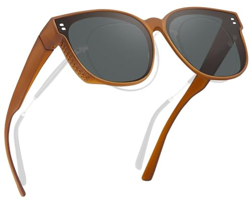 CARFIA UV400 Überzieh Sonnenbrille Damen, Polarisiert Oversize über Brille für das Fahren CF885