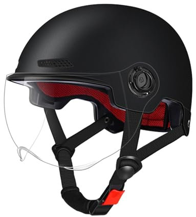 Scooter Helmet For Men And Women | Adults Helmet With Visor | Bikes Cycling Half Helmet | Lightweight Electric Bikes Helmets With Goggle | Retro Open Face Helmet For Scooter