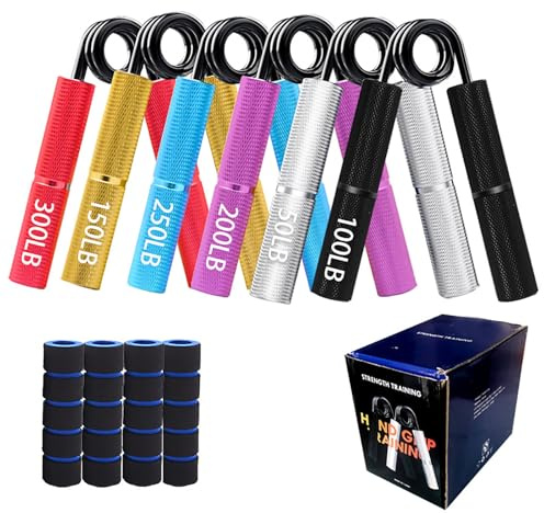 kaxay 6 Pack Grip Strengthener Trainer Set Metal Hand Grips Strengthener 50-300LBS, Heavy-Duty Wrist Forearm Strengthener with 6 Rolls of Grip Tape