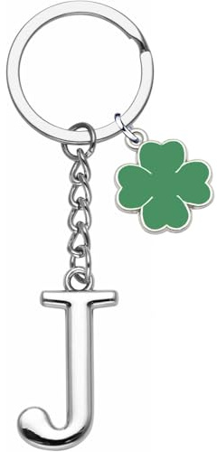 YJYJZX Llavero con letra inicial colgante, plata A-Z 26 letra inicial colgante - Regalo mujer hombre cumpleaños, amuleto