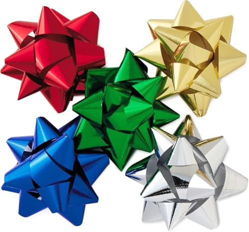 50 lazos metálicos de 5 cm para envolver regalos de Navidad, lazos autoadhesivos, lazos metálicos para envolver regalos, vacaciones, cumpleaños, bodas, manualidades