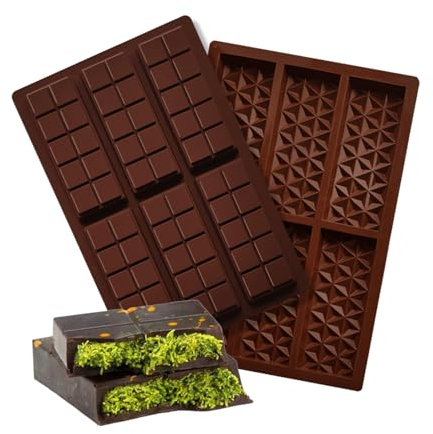 2 stampi per cioccolatini in silicone Dubai per 6 tavole di cioccolato, in silicone, per cuocere il cioccolato, per pistacchi, cioccolatini, caramelle al cioccolato