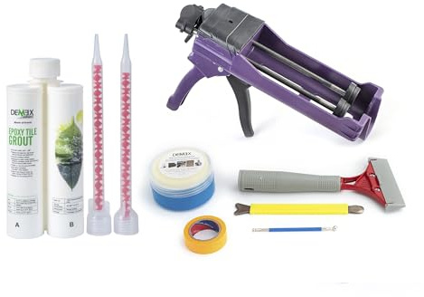 Mortero epoxi para juntas y herramientas para azulejos y piedra, impermeable, antimanchas, moho, grietas y productos químicos, listo para usar, fácil de usar (gris cálido)