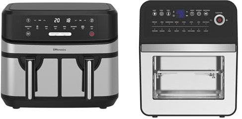 Emtronics Air Fryer Kitchen Set in Silver 6.3L Grill & 9L Double Drawer