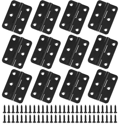 JJWNMLL Hinges 12Pcs-2 Inch Black Hinges for Wood Door Hinge with Screws | for Home Furniture Hardware Cabinet Closet Door Drawer Wood Box