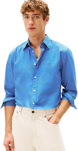 Tommy Hilfiger herr Core Hairline Poplin Rf Shirt Mw0mw41399 L/S skjorta
