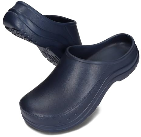 BeComfy Zoccoli da giardino leggeri Donna Uomo Zoccoli in gomma Zoccoli in EVA Scarpe da giardino comode Estate G. 36-46 EU (Blu marino, Sistema Taglie Calzature EU, Adulto, Numero, Media, 46)