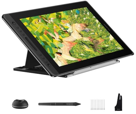 HUION Kamvas Pro 16 V2 Tableta Gráfica con Pantalla 15,6 Pulgadas Lápiz Sin Batería PenTech 4.0 16,384 Niveles,Pantalla Completamente Laminada,Barra Táctil Inteligente,Compatible con Windows,Mac,Linux