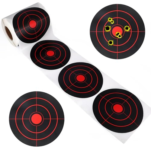Nexlynk 200 Pcs 102mm Splatter Shooting Target Stickers Reactive Self Adhesive Targets Fluorescent Yellow Bullseye High Visibility Shooting Targets for Airsoft BB Gun Rifle and Pistol Practice