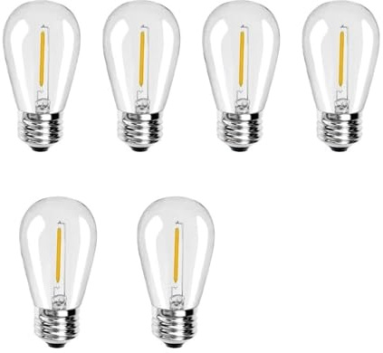 JrEam 6PCS LED 1W 2W E27 3V 220V 110V Lampadina S14 a filamento Bianco Caldo(1W 3V)