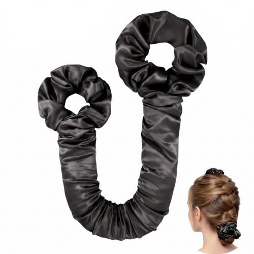 Boudin Cheveux Boucle sans Chaleur, Bigoudis sans Chaleur en Satin pour des Boucles Naturelles et Volumineuses, Ruban à Boucler pour la Nuit, Accessoire Coiffure pour Tous Types de Cheveux, Noir