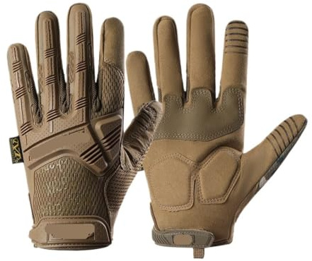 Gants d'équitation, printemps, automne, pour homme, écran tactile, gants de sport avec doigts entiers antidérapants (marron loup, L)