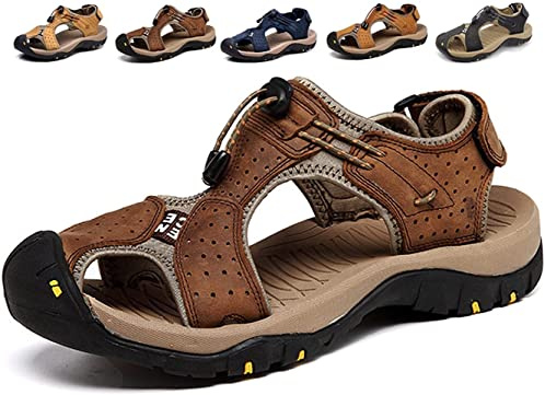 Asifn Sandalias Deportivas Hombres Seguridad Verano Exterior Senderismo Zapatos Trekking Casual Zapatos de Cuero Sandalias de Playa