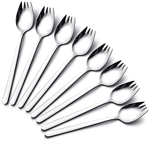 IQCWOOD Sporks 18/10 Stainless Steel, 8-Piece 7.4-Inch Salad Forks
