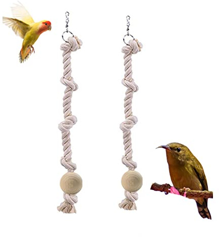 2 pcs Juguetes de Aves Juguetes para Masticar Loros Cuerda de Escalada Pájaros de Algodón Ajustable Juguetes Guacamayo Periquito En Espinal Longitud 40cm