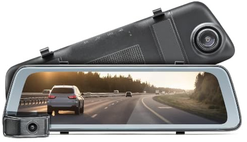 Road Angel Halo View Mirror Dash Cam Front and Rear - Rear View Camera for Reversing and Parking