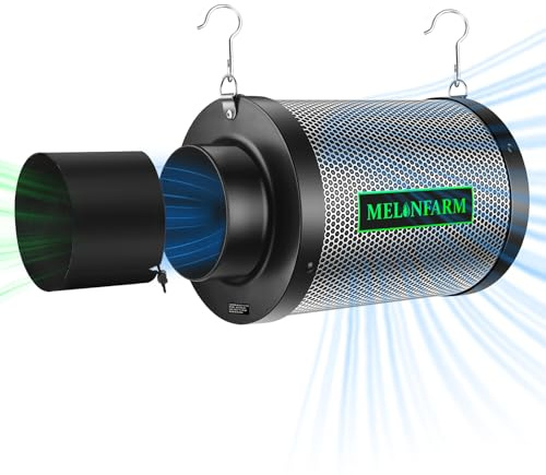 MELONFARM Filtro al Carbone dell'Aria da 10,2 cm, Controllo dell'odore con Carbone Vergine Australiano, Filtro a Carbone per la rimozione degli odori, per Tenda da Coltivazione, Ventilatore in Linea