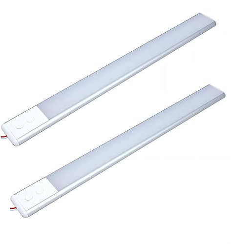Barra luminosa a LED 12 V con interruttore, temperatura di colore regolabile in 3 modalità, illuminazione interna a bassa tensione per camper, caravan, rimorchi, auto, camion, barca, confezione da 2
