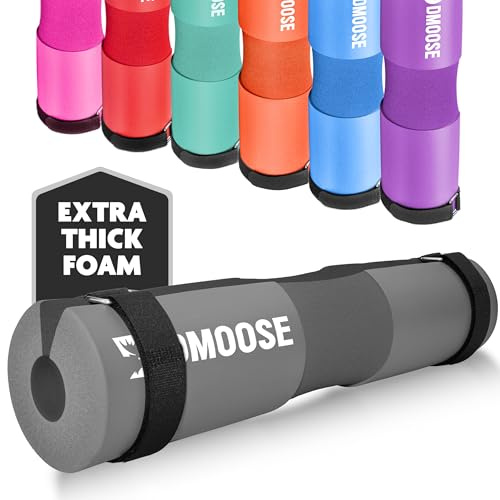 DMoose Barbell Pad, Relief Pressure from Neck, Shoulder, and Provide Lower Back Support, Non-Slip EVA Foam Squat Pad with Safety Straps, Hip Thrust Pad for Squats, Lunges - For Standard & Olympic Bars