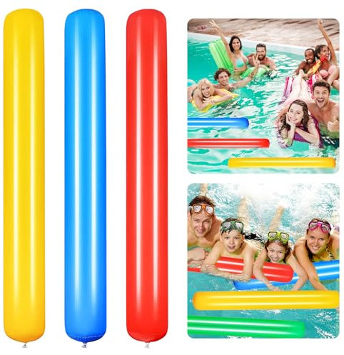 Lot de 3 Frite Piscine Noodle,Gonflables Frite Piscine,Nouilles Piscine Gonflables pour Enfants et Adultes,Mousse Bâtons Gonflables pour Piscine,Nouilles de Piscine pour la baignaou l'aquasport